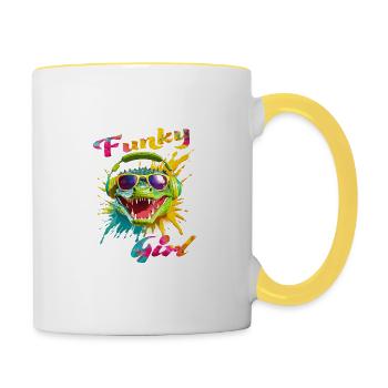 Funky Girl Crocodile - Mug contrasté - blanc/jaune - Droite