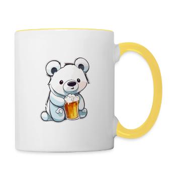 Polar Bear / Animal / Norpol / Winter / Childlike / Cute - Contrasting Mug - white/yellow - Right