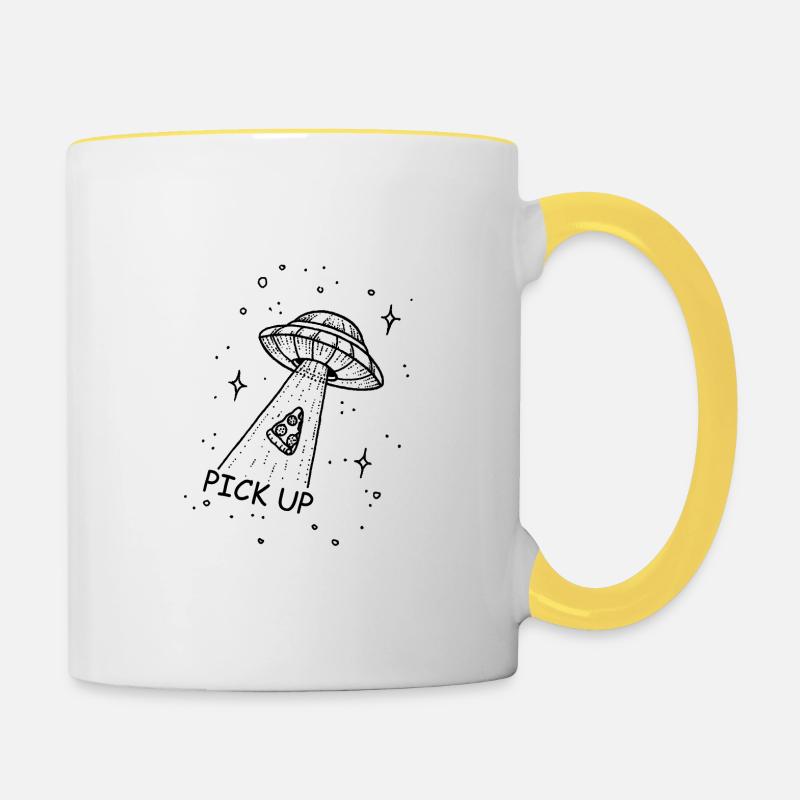 UFO Pizza Pick Up - Mug contrasté - blanc/jaune