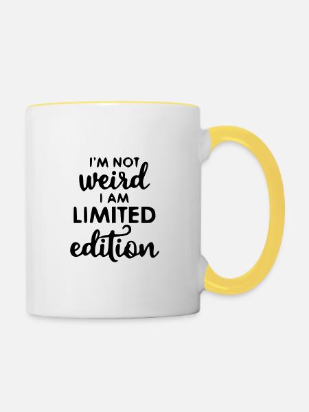 Limited Edition - Lustiger Spruch - Tasse zweifarbig - Weiß/Gelb