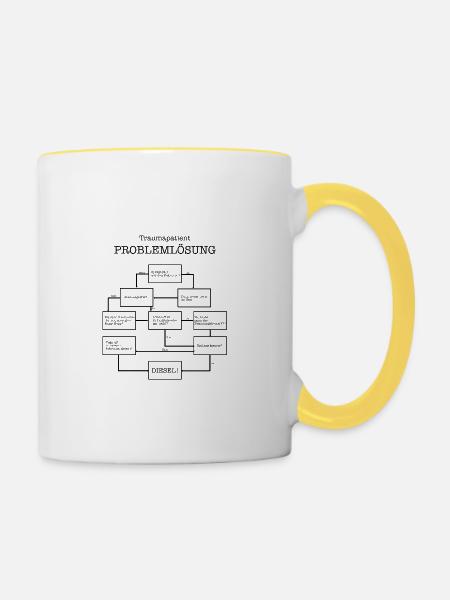 Rettungsdienst Problemlösung Spruch Geschenk - Tasse zweifarbig - Weiß/Gelb