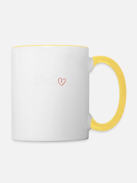 Hello - Tasse zweifarbig - Weiß/Gelb