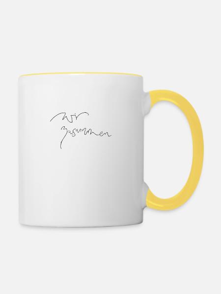 wir zusammen - Tasse zweifarbig - Weiß/Gelb