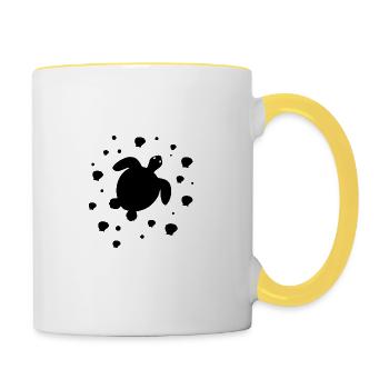Turtle - Marine Animal Reptile Nature Conservation - Contrasting Mug - white/yellow - Right
