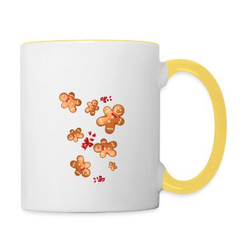 lebkuchen,weihnachten,süßikeiten,lebkuchenmann - Tasse zweifarbig - Weiß/Gelb - Rechts