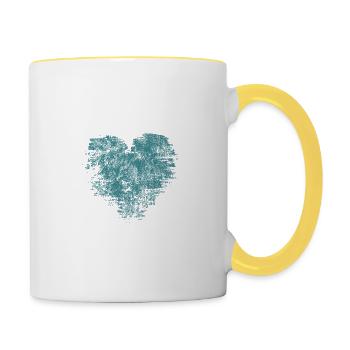 Herz - von Herzen - mit Liebe - Tasse zweifarbig - Weiß/Gelb - Rechts