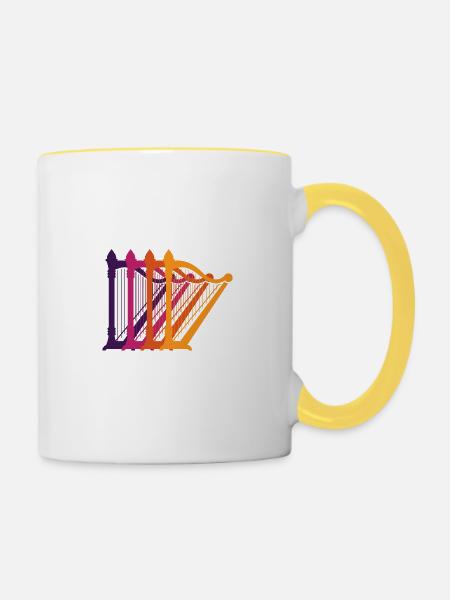 Retro Harfe Instrument - Tasse zweifarbig - Weiß/Gelb