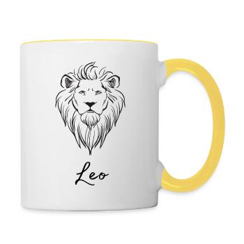 Leo Löwe - Tasse zweifarbig - Weiß/Gelb - Rechts