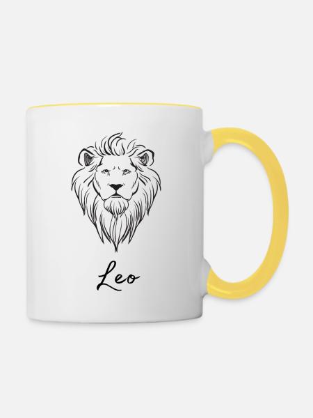Leo Löwe - Tasse zweifarbig - Weiß/Gelb
