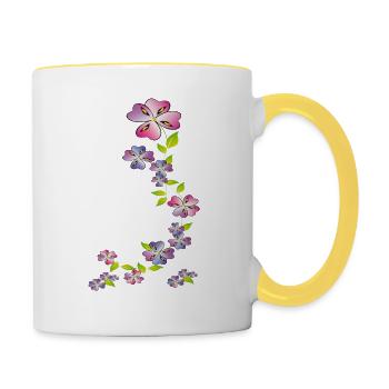 Blumenranke, Flowers - Contrasting Mug - white/yellow - Right