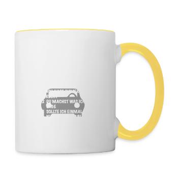 Ausbilder Spruch Geschenk Automobilbranche - Tasse zweifarbig - Weiß/Gelb - Rechts
