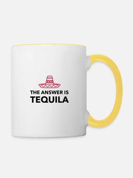 Die Antwort ist Tequila - Tasse zweifarbig - Weiß/Gelb