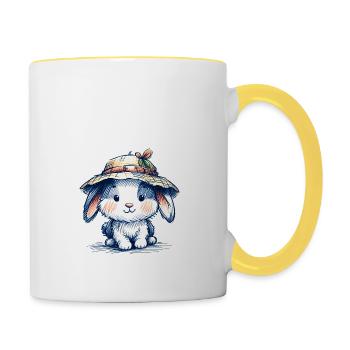 Häschen - Tasse zweifarbig - Weiß/Gelb - Rechts