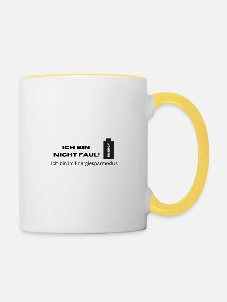 Ich bin Nicht Faul! - Tasse zweifarbig - Weiß/Gelb