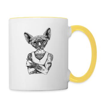 Sphynx Cat - Contrasting Mug - white/yellow - Right