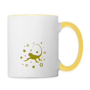 Salamandre - Animal amphibien - Mug contrasté - blanc/jaune - Droite