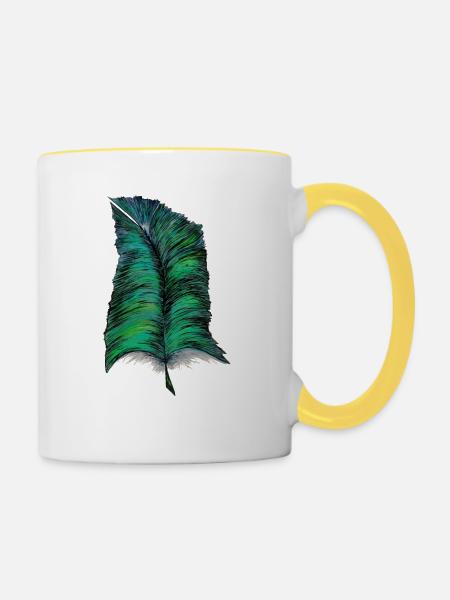 Feder - Tasse zweifarbig - Weiß/Gelb