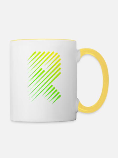 "R" - Tasse zweifarbig - Weiß/Gelb