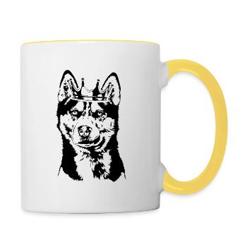 SIBERIAN HUSKY Crown Dogs Chien Wilsigns - Mug contrasté - blanc/jaune - Droite