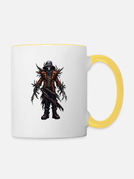 Vogelscheuche / Erntehelfer / Maisfeld / Feld - Tasse zweifarbig - Weiß/Gelb