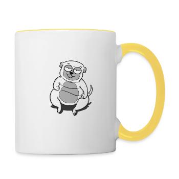 Pug dog funny gift fitness christmas - Contrasting Mug - white/yellow - Right