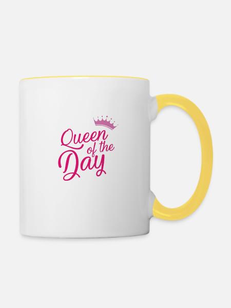 Queen of the day - Geburtstag - Bday - Tasse zweifarbig - Weiß/Gelb