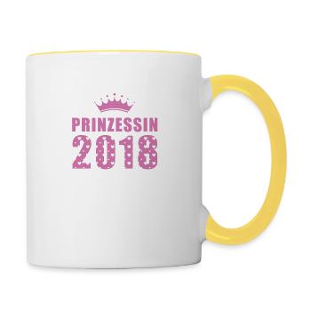 Prinzessin 2018 - Geburtstag - Bday - Tasse zweifarbig - Weiß/Gelb - Rechts