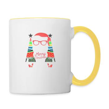 Ugly Merry Christmas Sweater Xmas Santa Gift - Contrasting Mug - white/yellow - Right