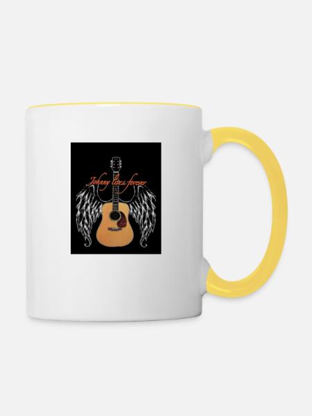 Johnny ist ewig - Tasse zweifarbig - Weiß/Gelb