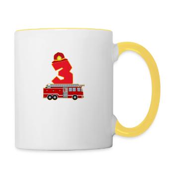 3ème anniversaire pompiers cadeau - Mug contrasté - blanc/jaune - Droite