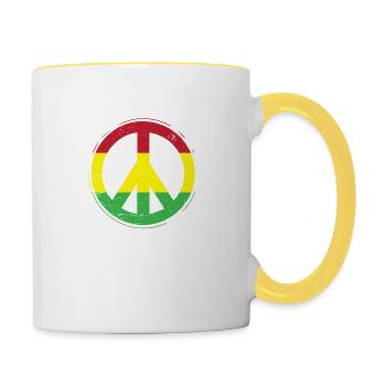 Peace Reggae Rastafari Ska cadeau - Mug contrasté - blanc/jaune - Droite