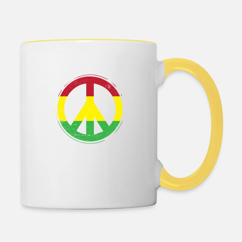 Peace Reggae Rastafari Ska cadeau - Mug contrasté - blanc/jaune