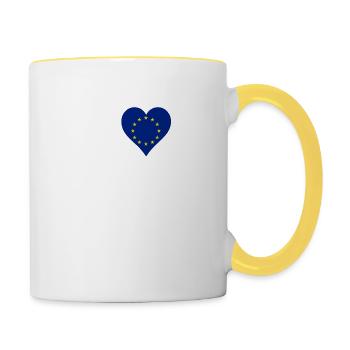 I Love The EU Europe Flag Love Heart Gift - Contrasting Mug - white/yellow - Right