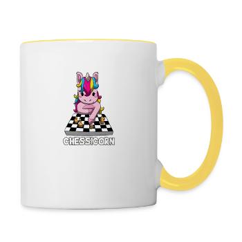 Chessicorn Funny Unicorn Chess Playing Girl Gift - Contrasting Mug - white/yellow - Right