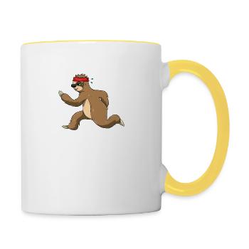 Drôle de paresseux Jogging Jogging Cadeau - Mug contrasté - blanc/jaune - Droite