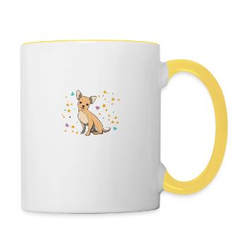 Funny Chihuahua Dog Owner Dogs Fun Gift - Contrasting Mug - white/yellow - Right