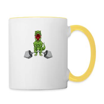 Fitness Bodybuilder Sport Dino T-Rex Cadeau - Mug contrasté - blanc/jaune - Droite