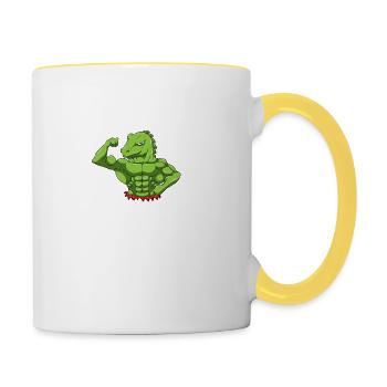 Fitness Workout Motivation Tyrannosaurus Flex - Mug contrasté - blanc/jaune - Droite