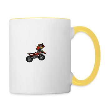 2e anniversaire motocross cadeau 2 ans - Mug contrasté - blanc/jaune - Droite