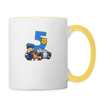 5. Geburtstag Polizei Polizeiauto 5 Jahre Polizist - Tasse zweifarbig - Weiß/Gelb - Rechts