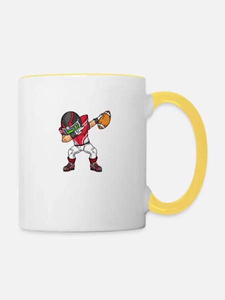 Lustiger Football Spieler Dab Geschenkidee Dabbing - Tasse zweifarbig - Weiß/Gelb