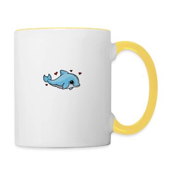 Just A Girl Who Loves Dolphins Cute Blue Dolphin - Contrasting Mug - white/yellow - Right