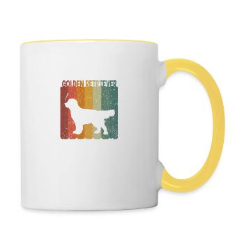 Rétro Golden Retriever chiens propriétaires de chiens cadeau - Mug contrasté - blanc/jaune - Droite