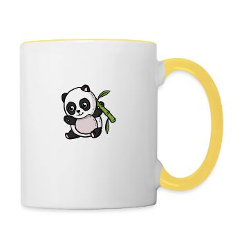 Cute Kawaii Panda Bear - Contrasting Mug - white/yellow - Right
