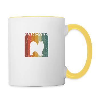 Retro Samoyed Dog Dog Lover Gift Idea - Contrasting Mug - white/yellow - Right