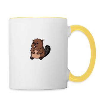 Mignon castor rongeur cadeau - Mug contrasté - blanc/jaune - Droite