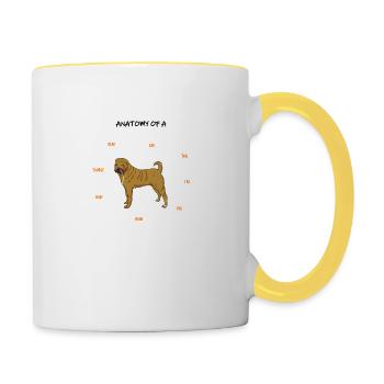 Shar Pei Anatomie Hunde Geschenk - Tasse zweifarbig - Weiß/Gelb - Rechts