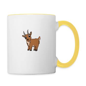 Mignon chèvre agneau cadeau ferme - Mug contrasté - blanc/jaune - Droite