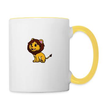 Mignon lion de chat prédateur - Mug contrasté - blanc/jaune - Droite