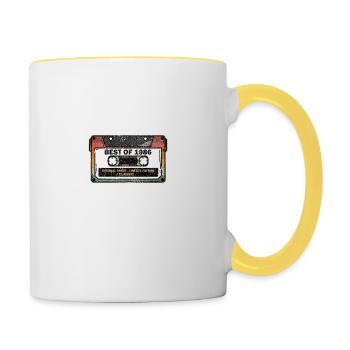 Vintage Best Of 1986 Anniversaire cadeau cassette - Mug contrasté - blanc/jaune - Droite